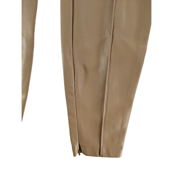 Zara Faux Leather Leggings XS Camel Brown High Waist‎ Zipper Ankle Skinny Career - Picture 3 of 16
